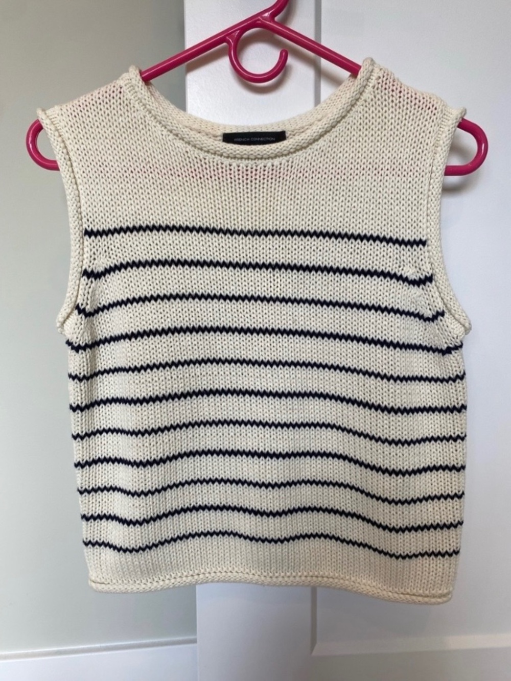 French Connection Navy and Cream Knit Top
